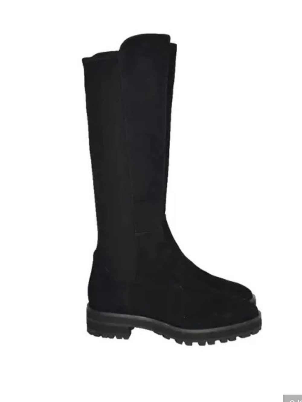 $850 Stuart Weitzman 5050 Lift Knee-Length Boots STRETCH SUEDE BLACK 8